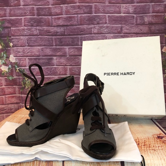 Pierre Hardy Canvas Leather Wedge Sandals 36 - Picture 2 of 8